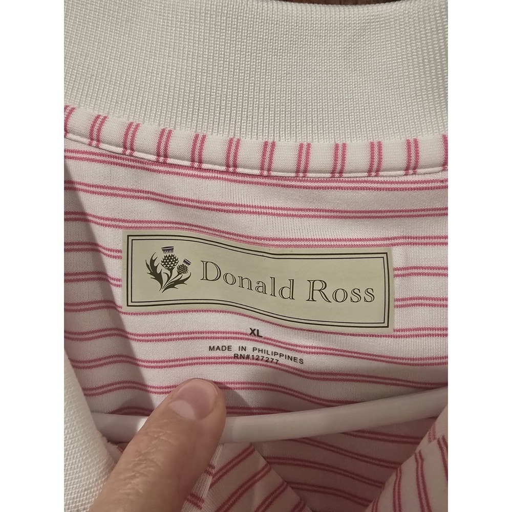 Donald Ross XL Pink Striped Polo Shirt - Picture 3 of 6